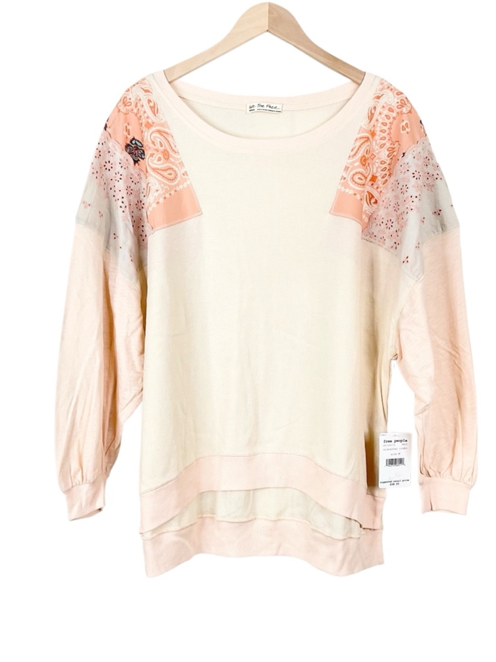 Free People Feelin It Tee Alabaster Combo Size Medium